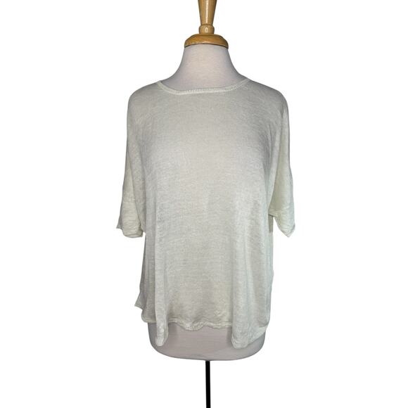 EILEEN FISHER 100% Linen Pale Green Knit Top Sz Large Womens Open Weave #S16RDI - Picture 1 of 9